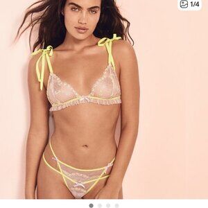new FOR LOVE AND LEMONS neon buttercup tie bra lingerie xs